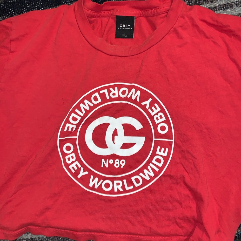Obey worldwide short sleeve crop